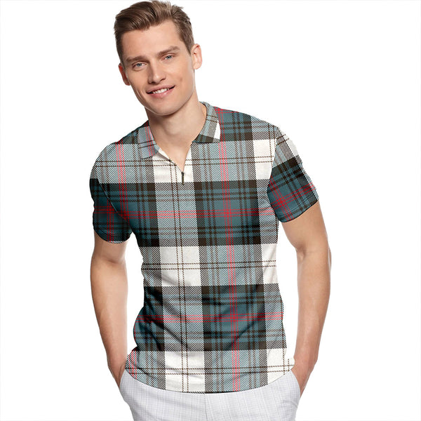 Sutherland Dress #2 Weathered Tartan Classic Lapel Zip Short Sleeve Polo