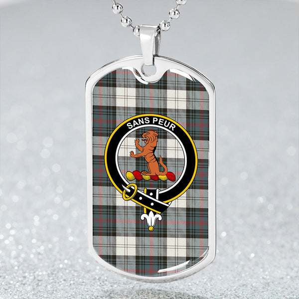 Sutherland Dress #2 Weathered Clan Badge Classic Tartan Dog Tag Necklace