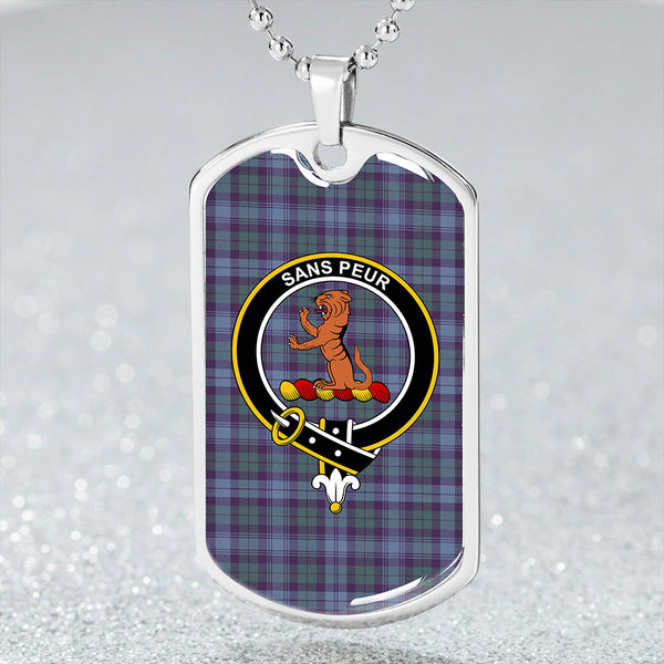 Sutherland Hunting Weathered Clan Badge Classic Tartan Dog Tag Necklace