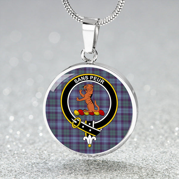 Sutherland Hunting Weathered Clan Badge Tartan Classic Circle Necklace