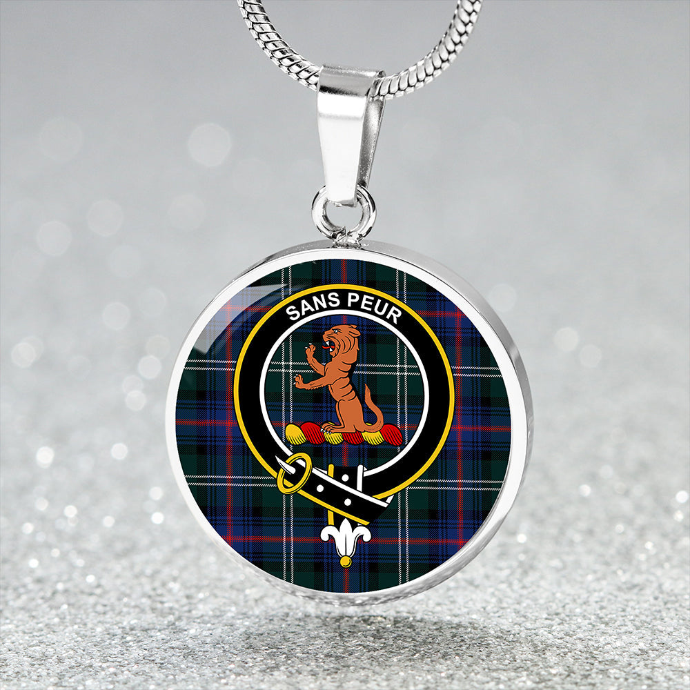 Sutherland Modern Clan Badge Tartan Classic Circle Necklace