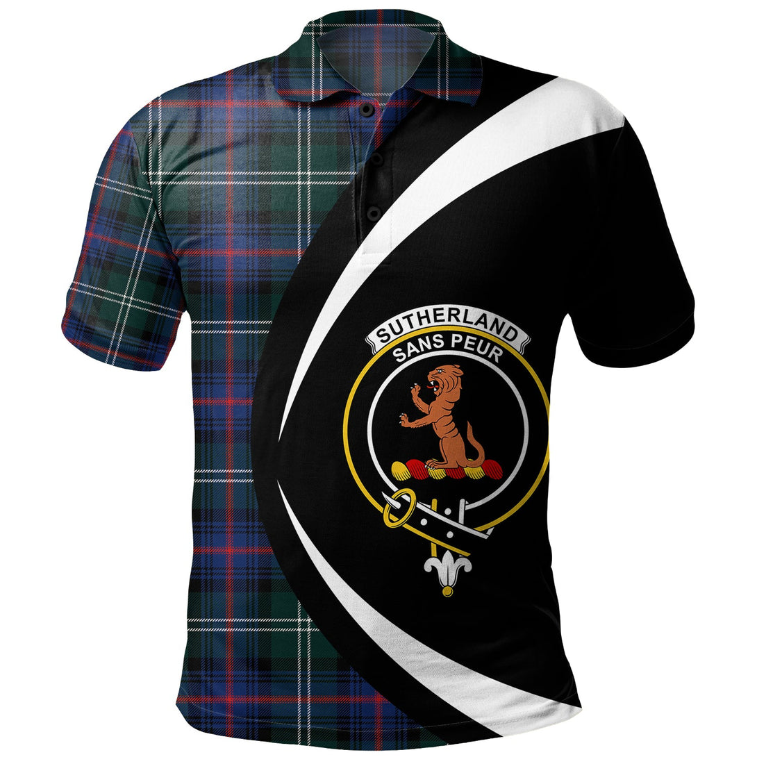 Sutherland Modern Clan Badge Tartan Polo Shirt Circle Style Personalized