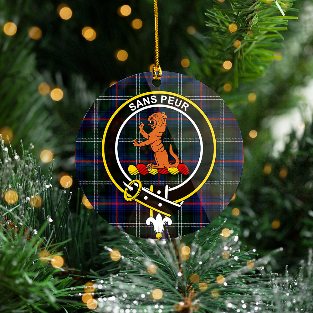 Sutherland Modern Clan Badge Tartan Plastic Christmas Ornaments