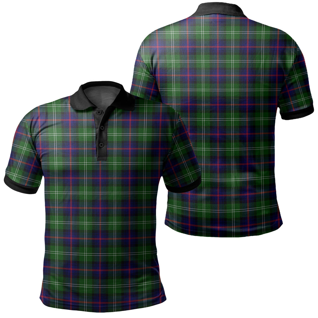 Sutherland Modern Tartan Classic Polo Shirt Black Neck 2 Style