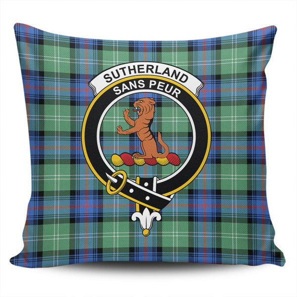 Sutherland Old Ancient Tartan Classic Crest Pillow Cover