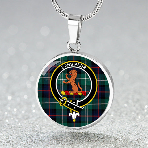 Sutherland Old Modern Clan Badge Tartan Classic Circle Necklace