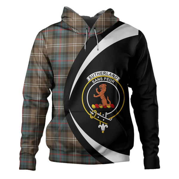 Sutherland Weathered Clan Badge Tartan Hoodie Circle Style