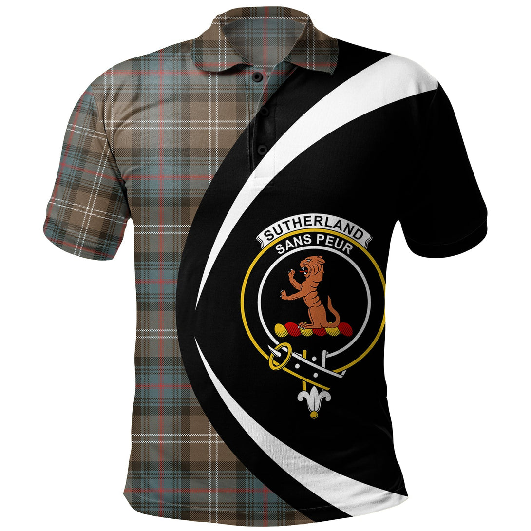 Sutherland Weathered Clan Badge Tartan Polo Shirt Circle Style Personalized