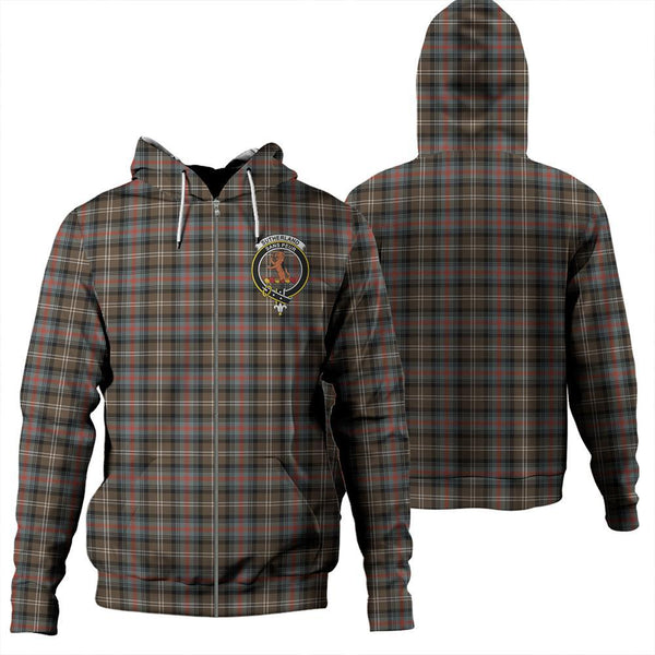 Sutherland Weathered Tartan Classic Crest Zipper Hoodie