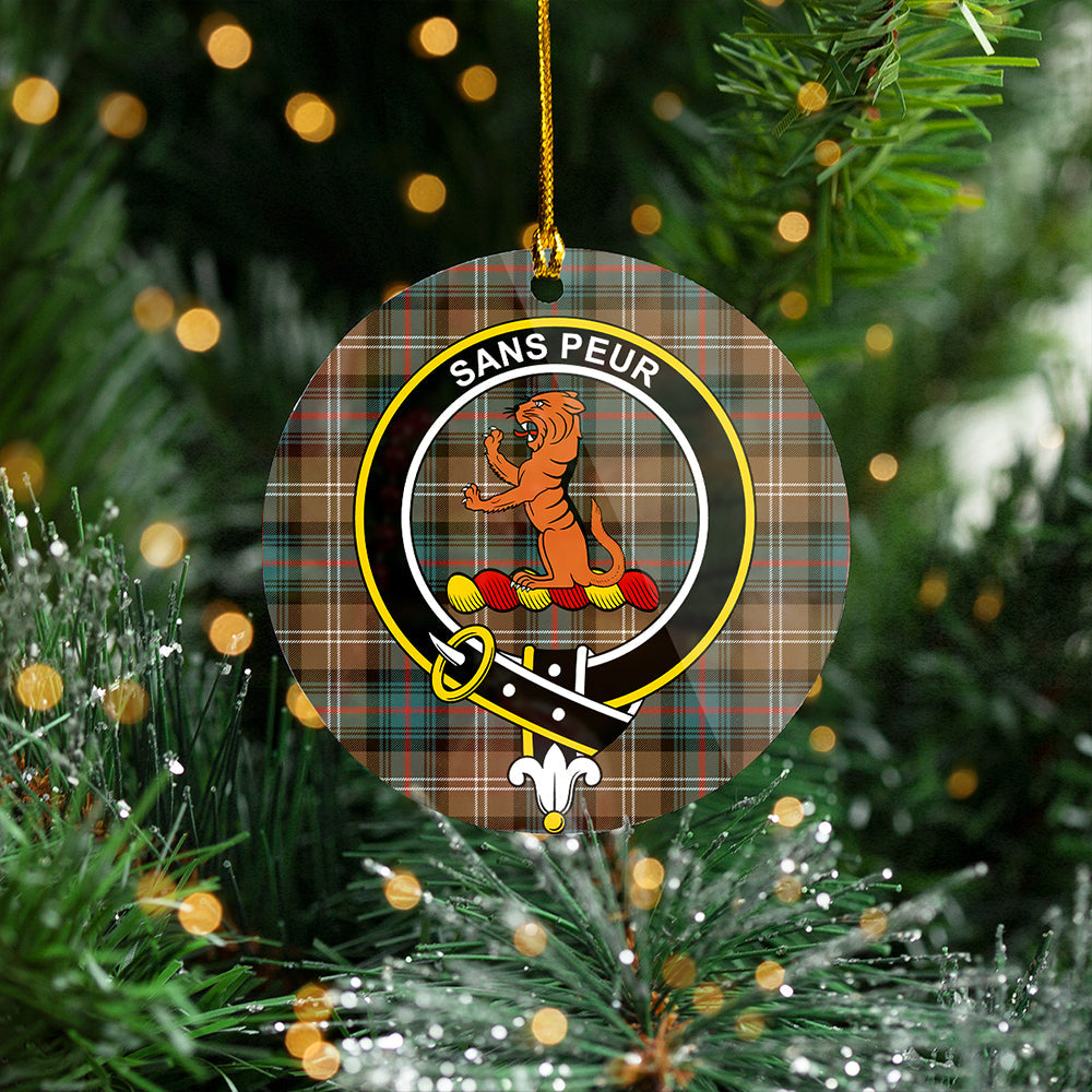 Sutherland Weathered Clan Badge Tartan Plastic Christmas Ornaments