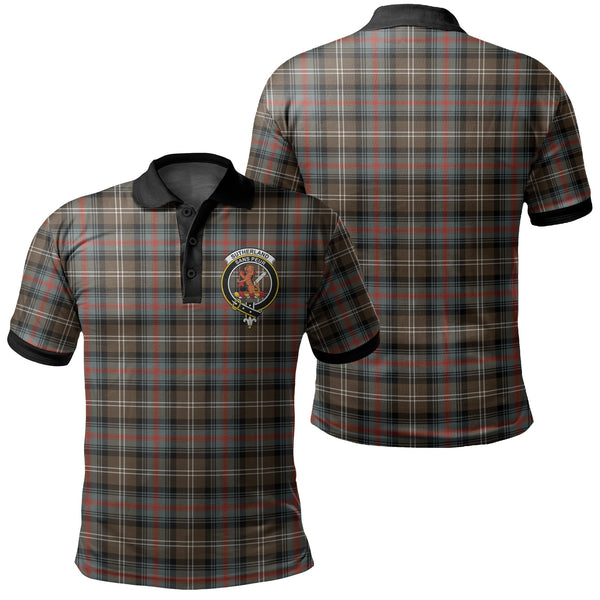 Sutherland Weathered Tartan Crest Polo Shirt Black Neck 2 Style