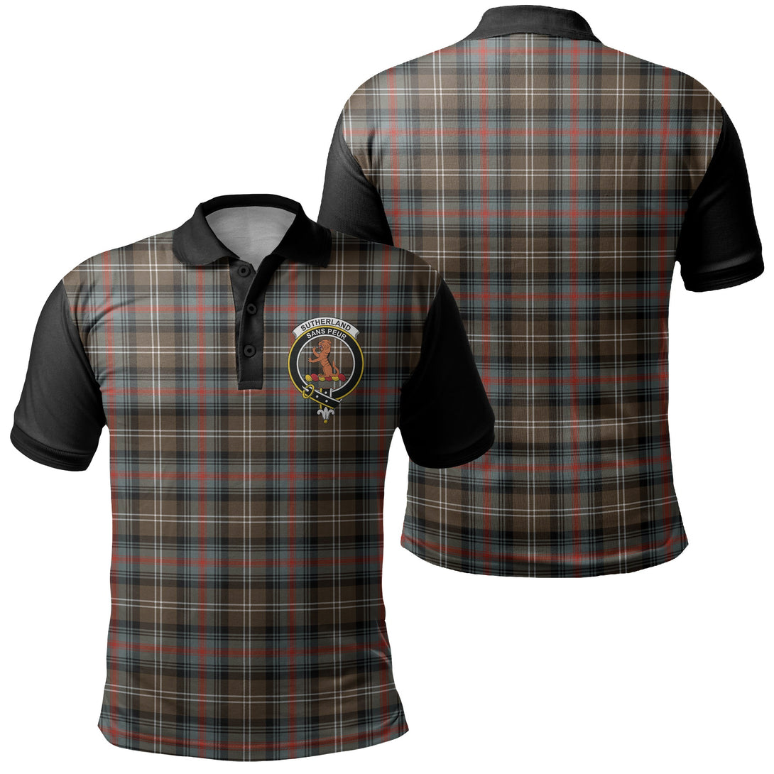 Sutherland Weathered Tartan Crest Polo Shirt Black Neck 1 Style