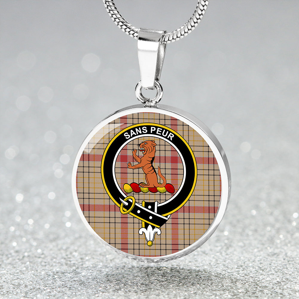 Sutherland of Duffus Weathered Clan Badge Tartan Classic Circle Necklace