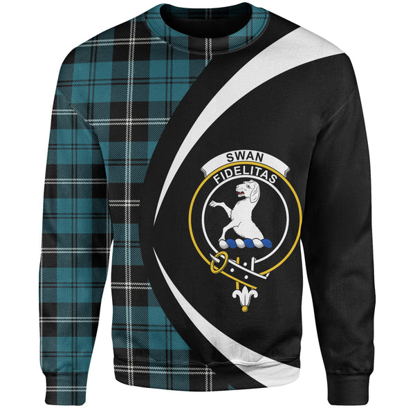 Swan Ancient Clan Badge Tartan Sweatshirt Circle Style Personalized