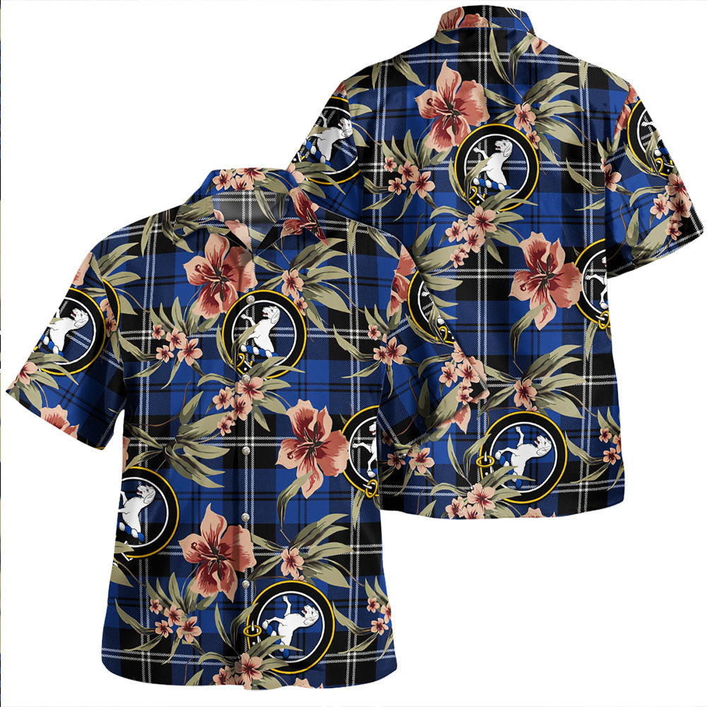 Swan Modern Clan Badge Tartan Aloha Hawaiian Shirt Tropical Old Style