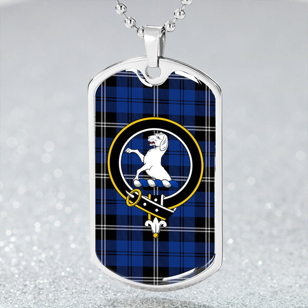 Swan Modern Clan Badge Classic Tartan Dog Tag Necklace