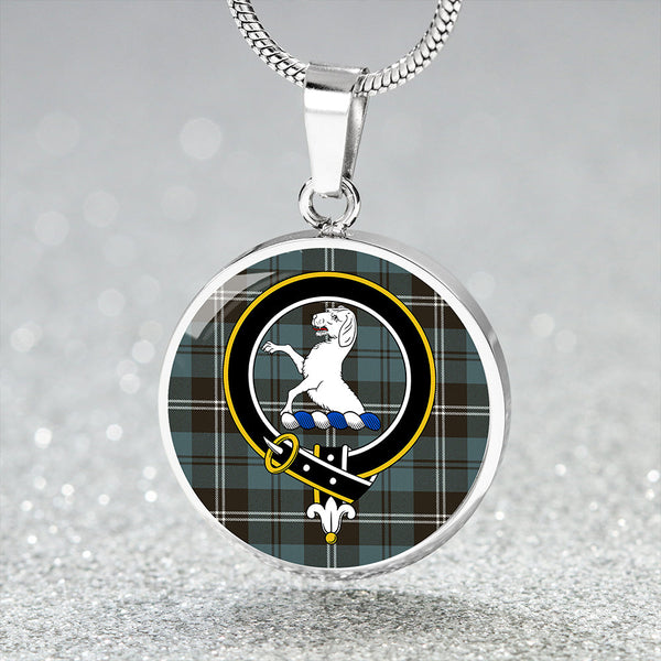 Swan Weathered Clan Badge Tartan Classic Circle Necklace