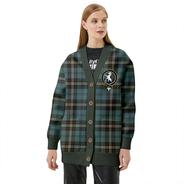 Swan Weathered Clan Badge Tartan V-neck Cardigan