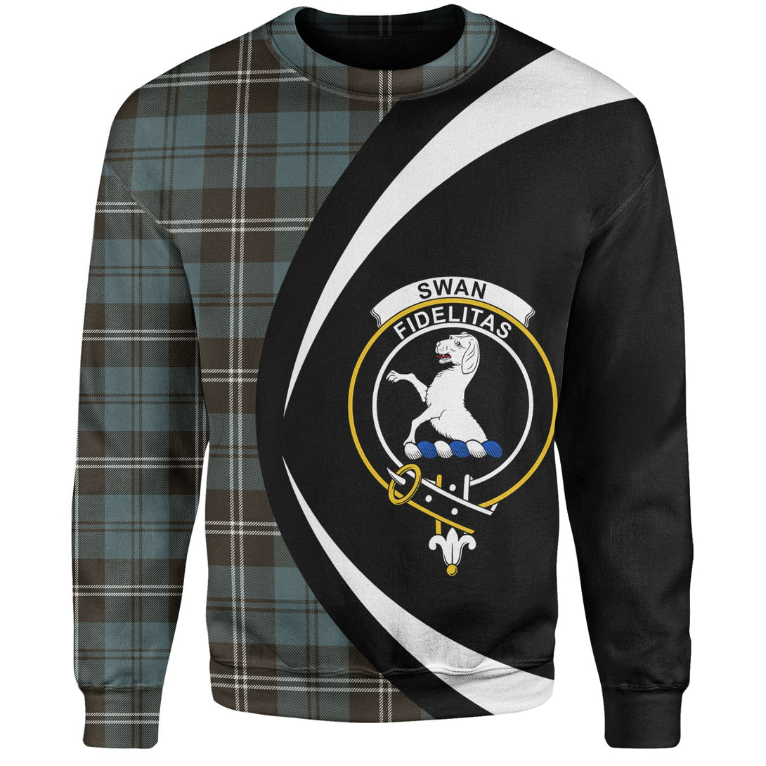 Swan Weathered Clan Badge Tartan Sweatshirt Circle Style Personalized