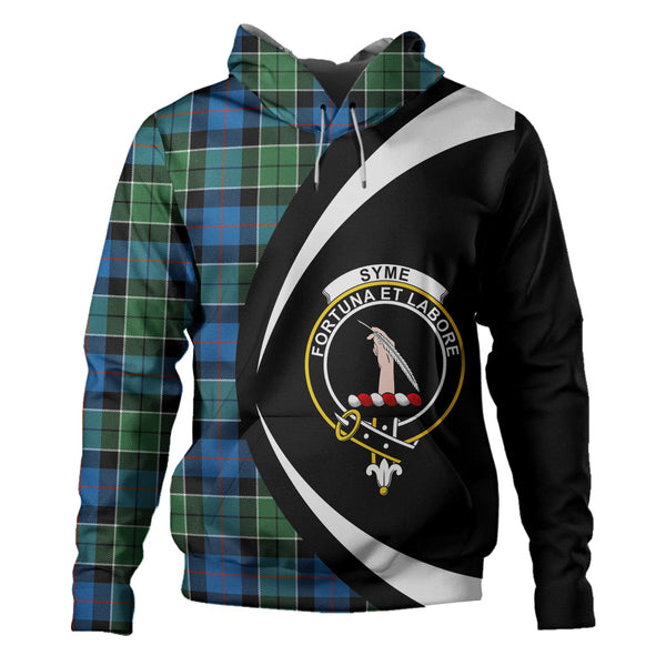 Syme Ancient Clan Badge Tartan Hoodie Circle Style