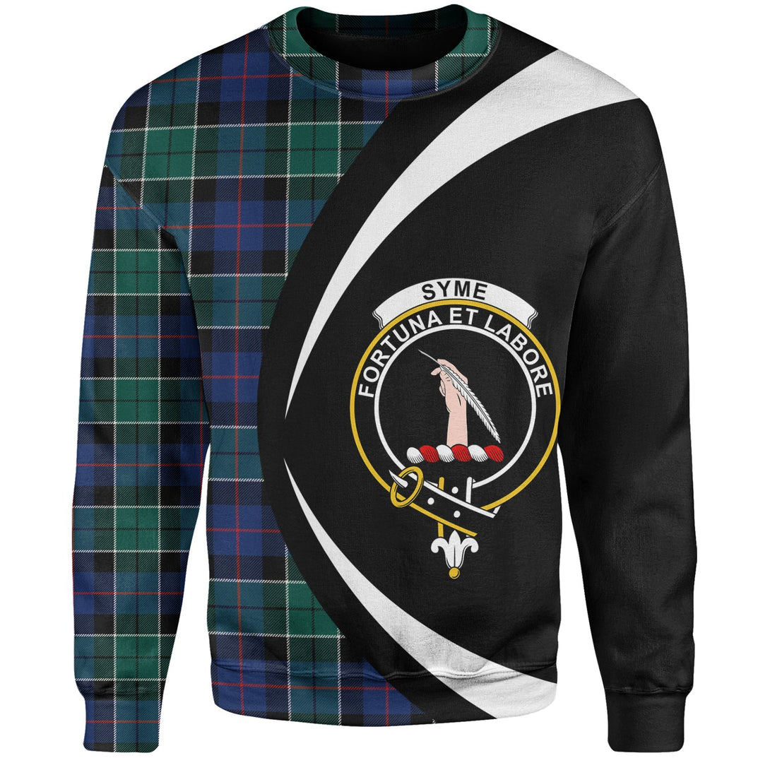 Syme Modern Clan Badge Tartan Sweatshirt Circle Style Personalized