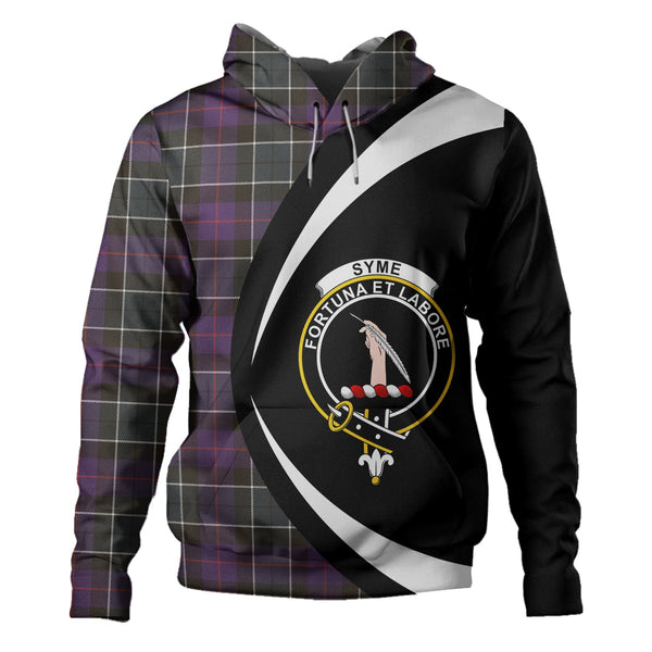 Syme Weathered Clan Badge Tartan Hoodie Circle Style