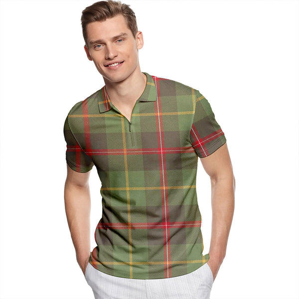 Symington Weathered Tartan Classic Lapel Zip Short Sleeve Polo