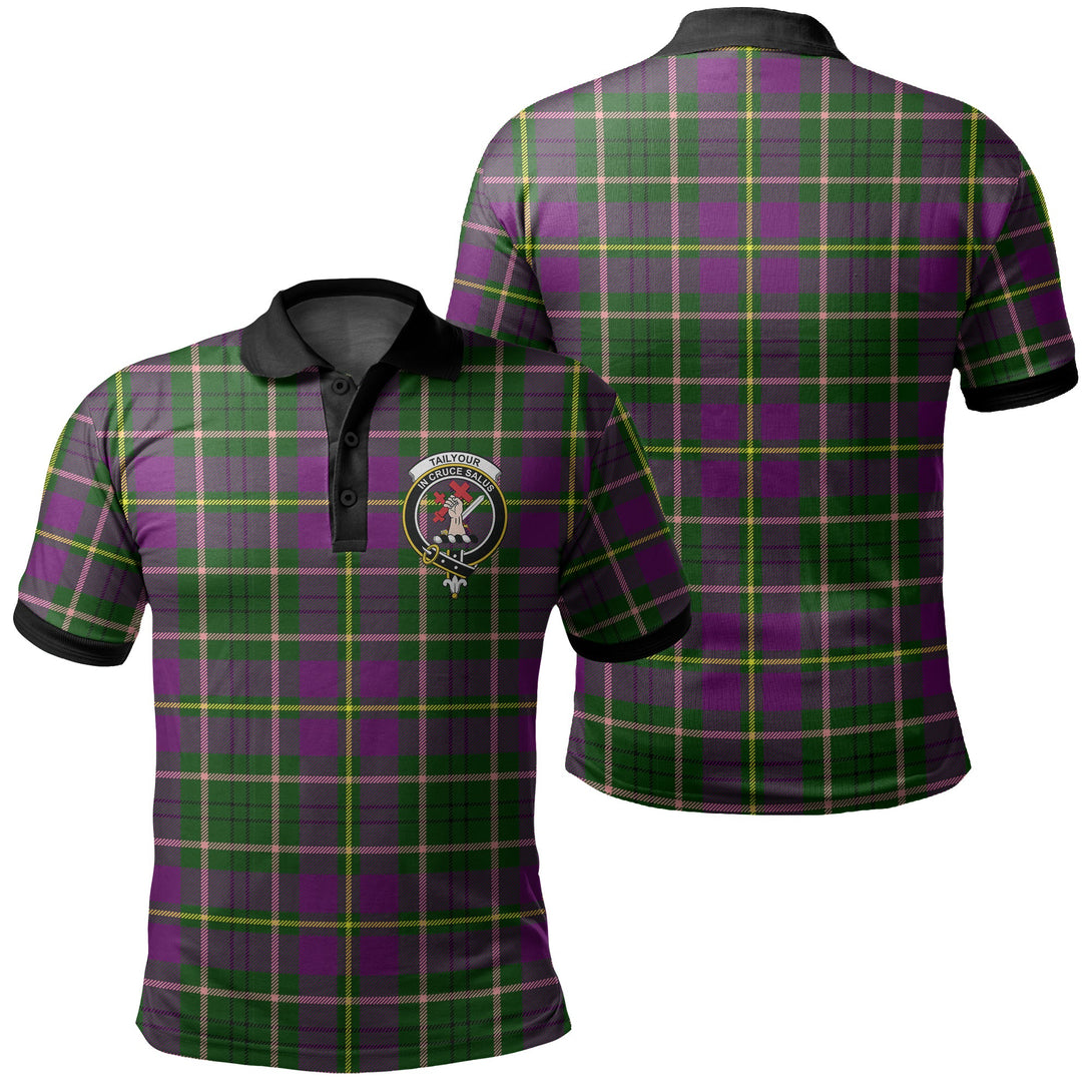 Tailyour Weathered Tartan Crest Polo Shirt Black Neck 2 Style