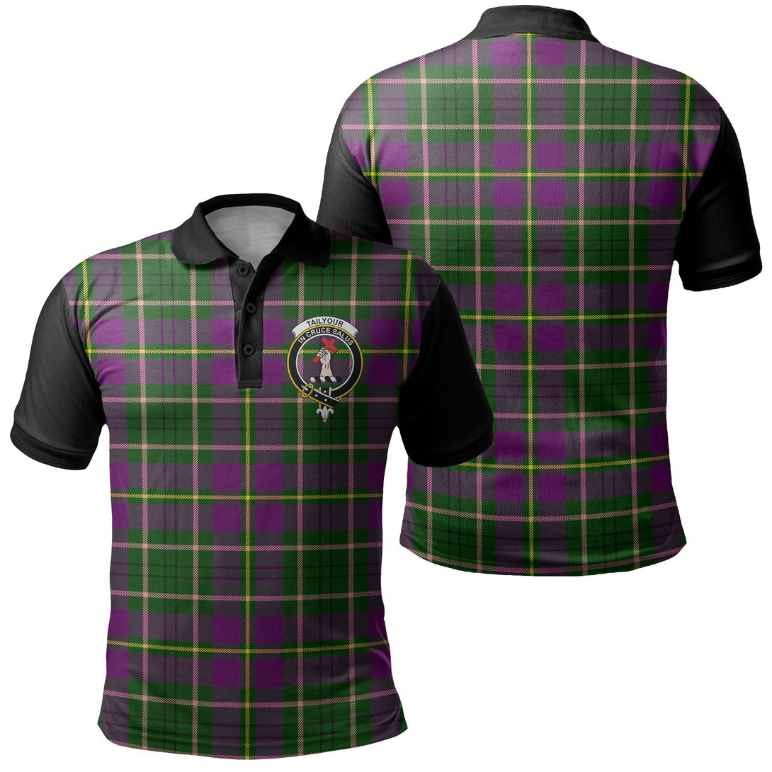 Tailyour Weathered Tartan Crest Polo Shirt Black Neck 1 Style