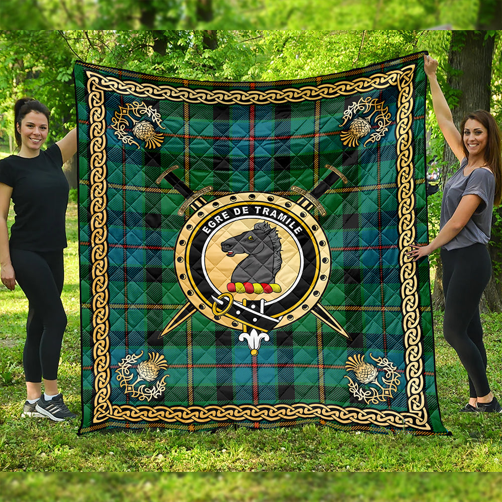 Tait Ancient Clan Badge Tartan Premium Quilt Celtic Shield