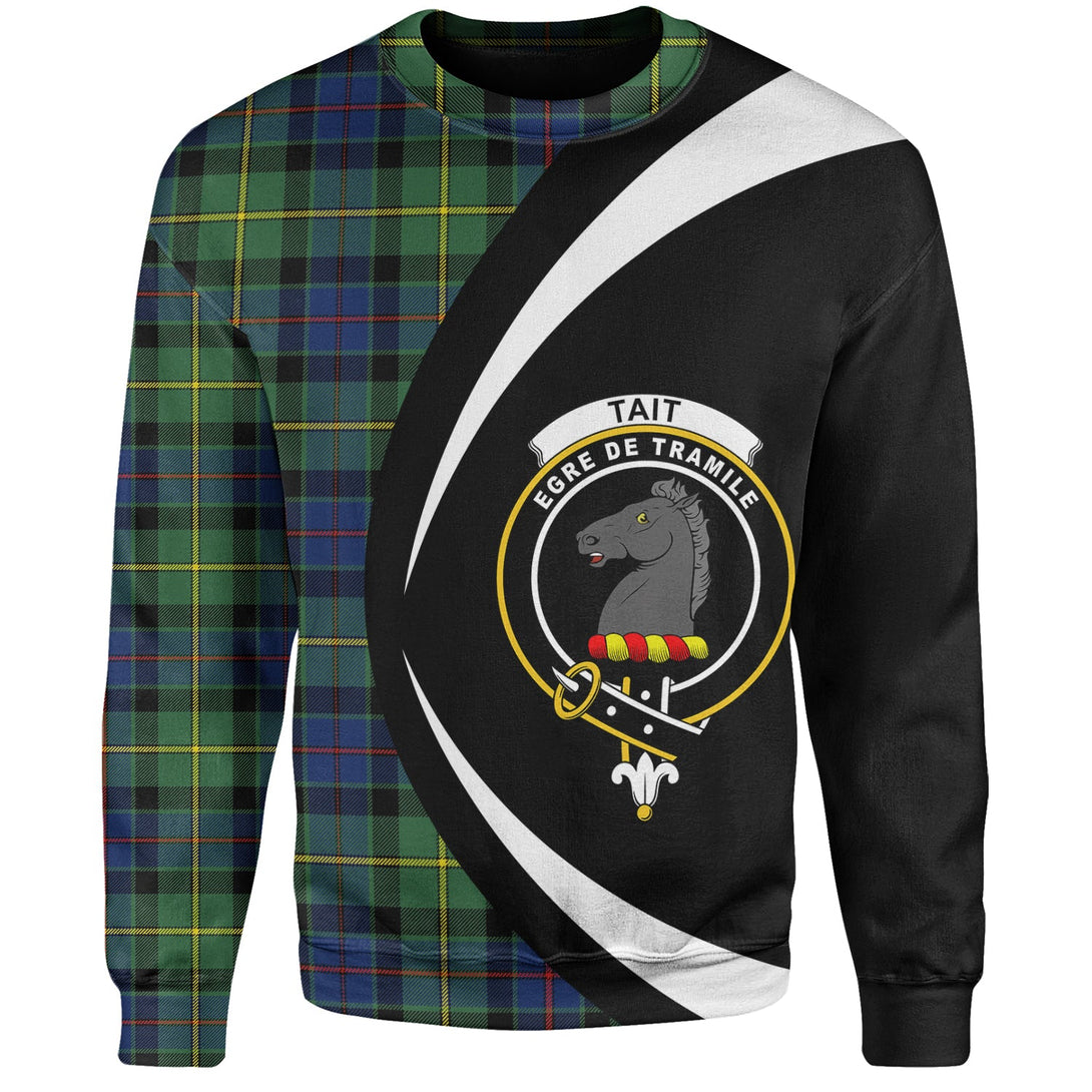 Tait Modern Clan Badge Tartan Sweatshirt Circle Style Personalized