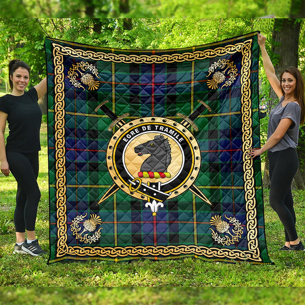 Tait Modern Clan Badge Tartan Premium Quilt Celtic Shield