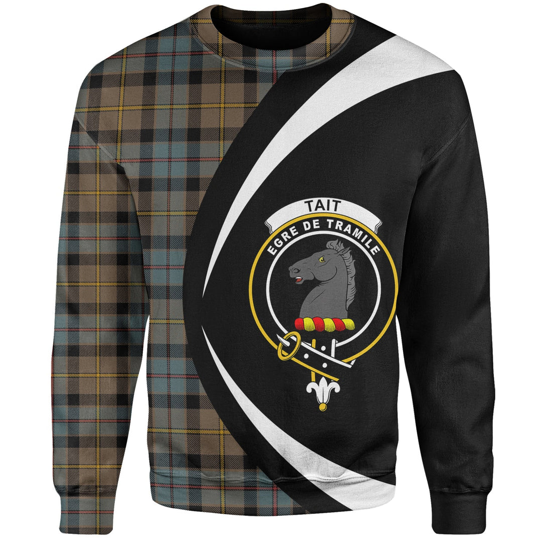 Tait Weathered Clan Badge Tartan Sweatshirt Circle Style Personalized