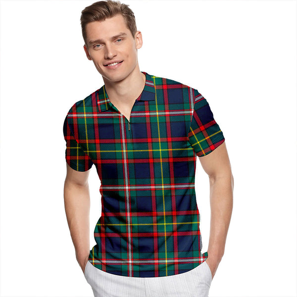 Tait Wedding Modern Tartan Classic Lapel Zip Short Sleeve Polo