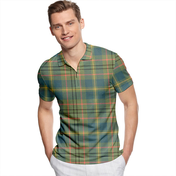 Taylor Ancient Tartan Classic Lapel Zip Short Sleeve Polo