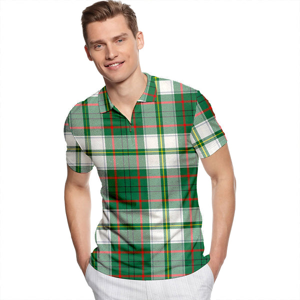 Taylor Dress Modern Tartan Classic Lapel Zip Short Sleeve Polo