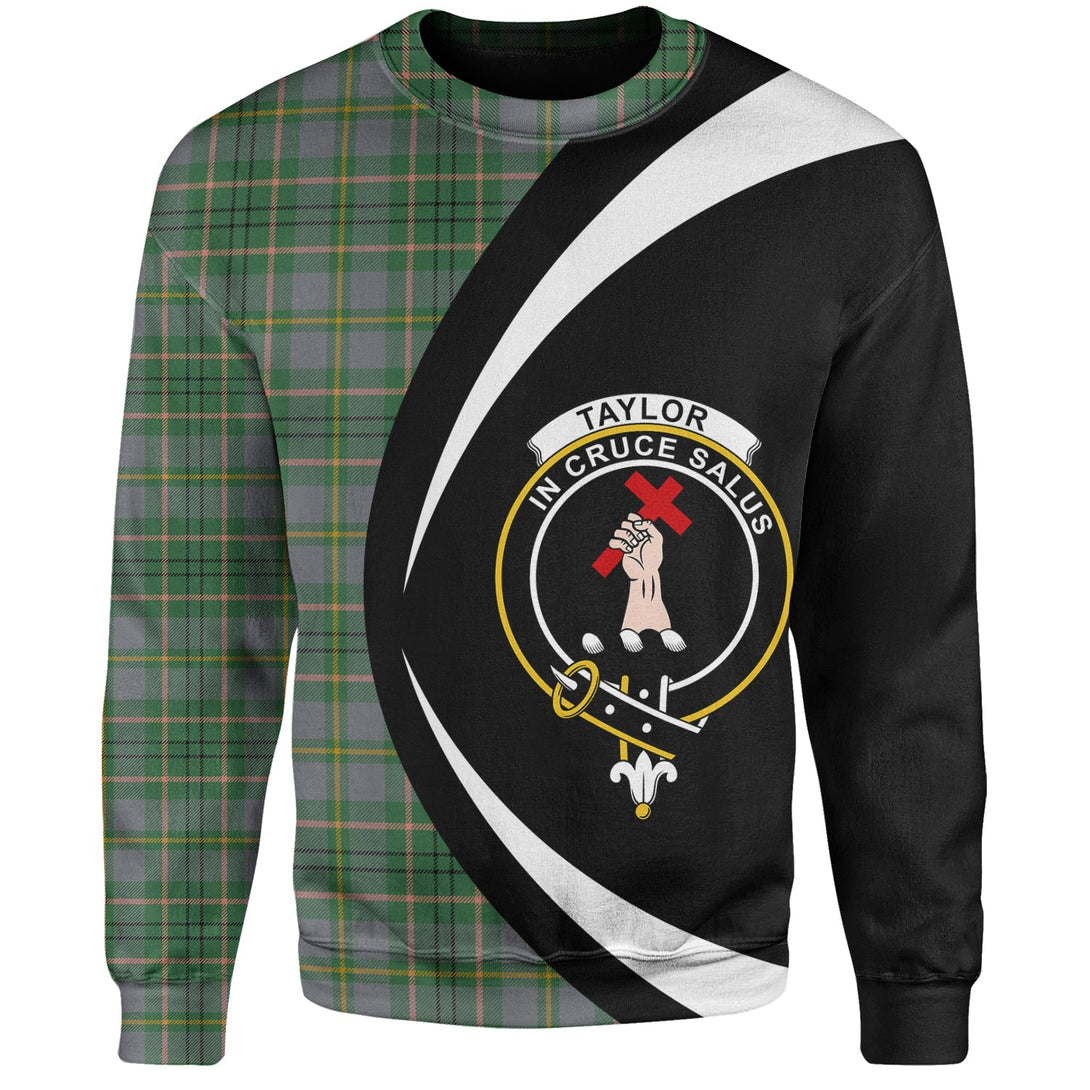 Taylor Weathered Clan Badge Tartan Sweatshirt Circle Style Personalized