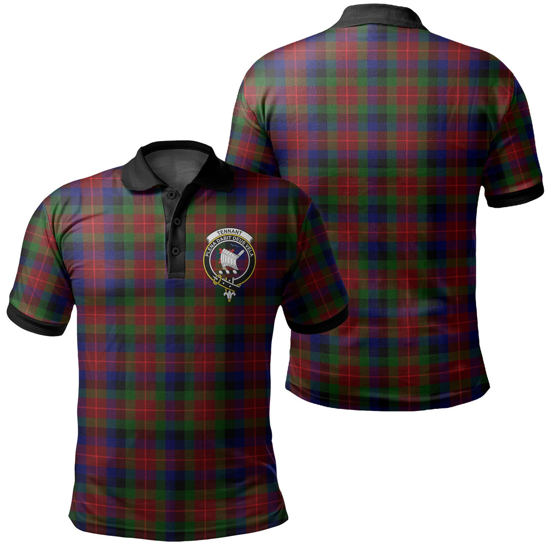 Tennant Tartan Crest Polo Shirt Black Neck 2 Style