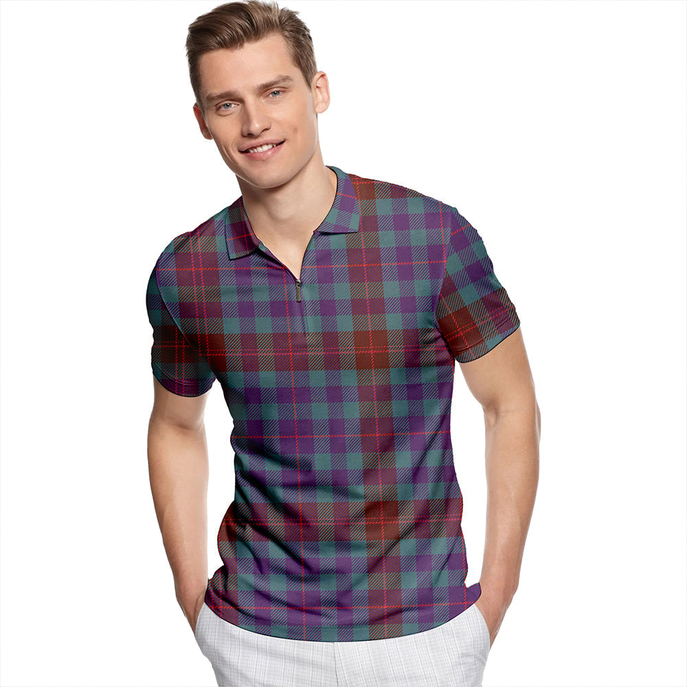 Tennant Yules Weathered Tartan Classic Lapel Zip Short Sleeve Polo