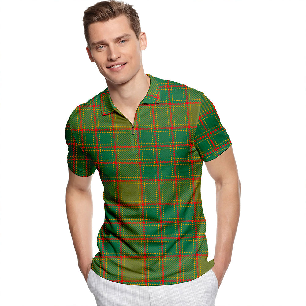 Terry Modern Tartan Classic Lapel Zip Short Sleeve Polo