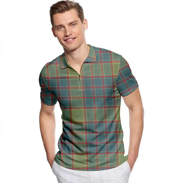 Terry Weathered Tartan Classic Lapel Zip Short Sleeve Polo