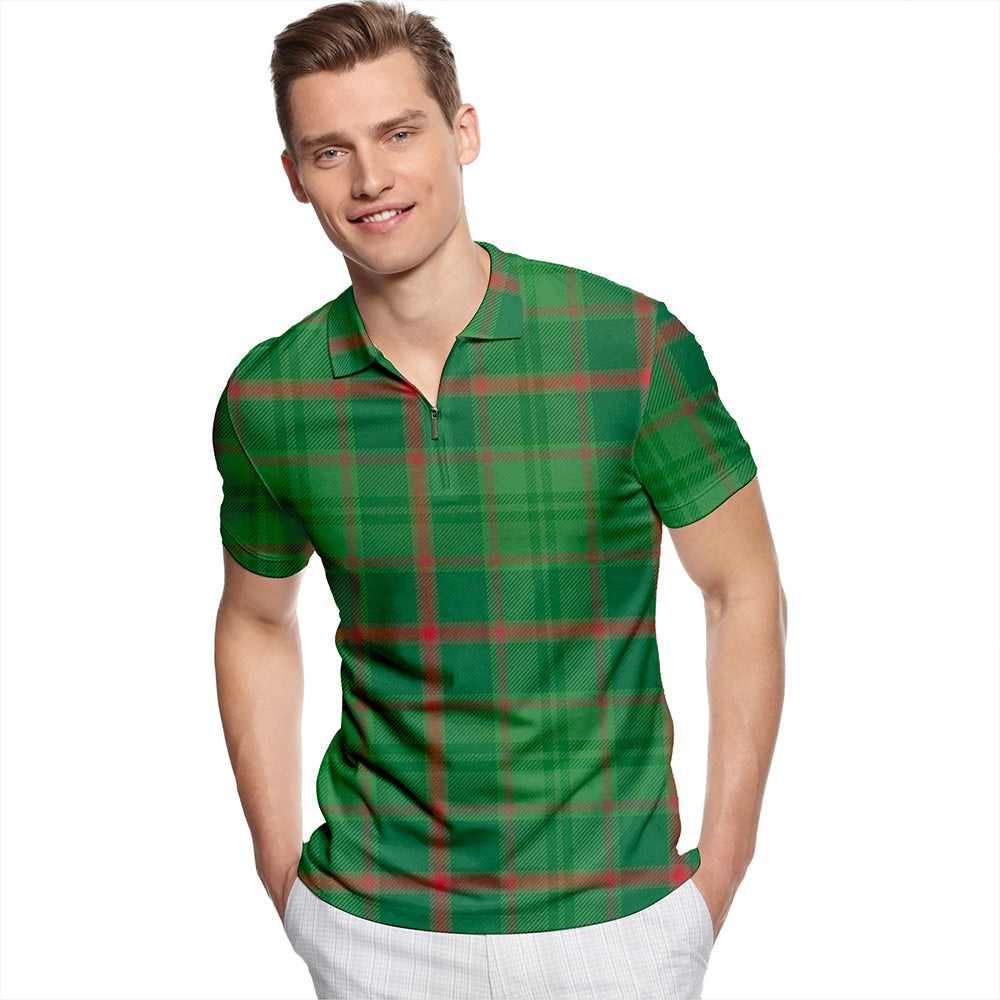 Tomass Ancient Tartan Classic Lapel Zip Short Sleeve Polo