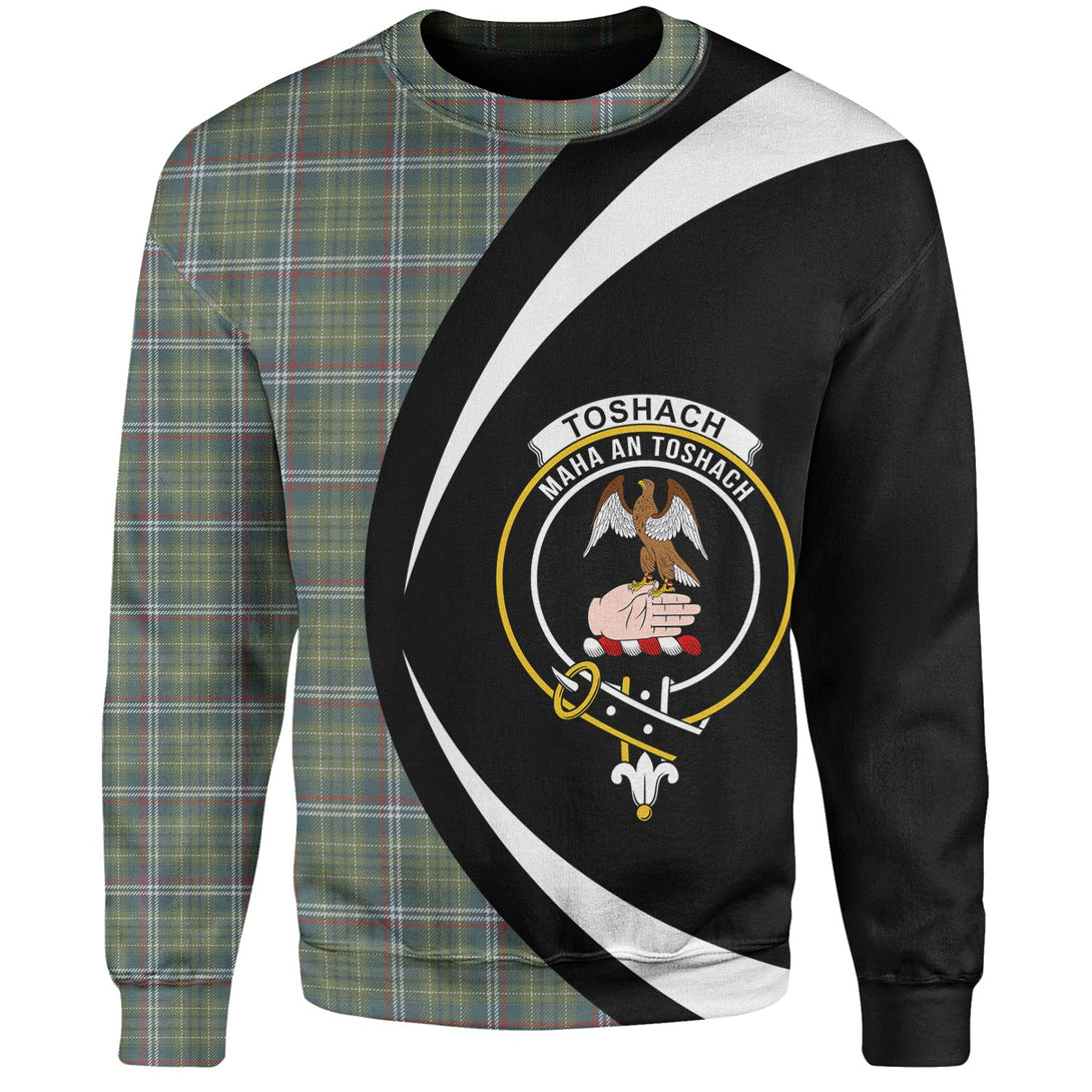 Toshach Weathered Clan Badge Tartan Sweatshirt Circle Style Personalized