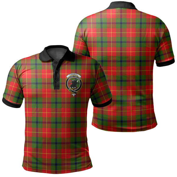 Turnbull Dress Tartan Crest Polo Shirt Black Neck 2 Style