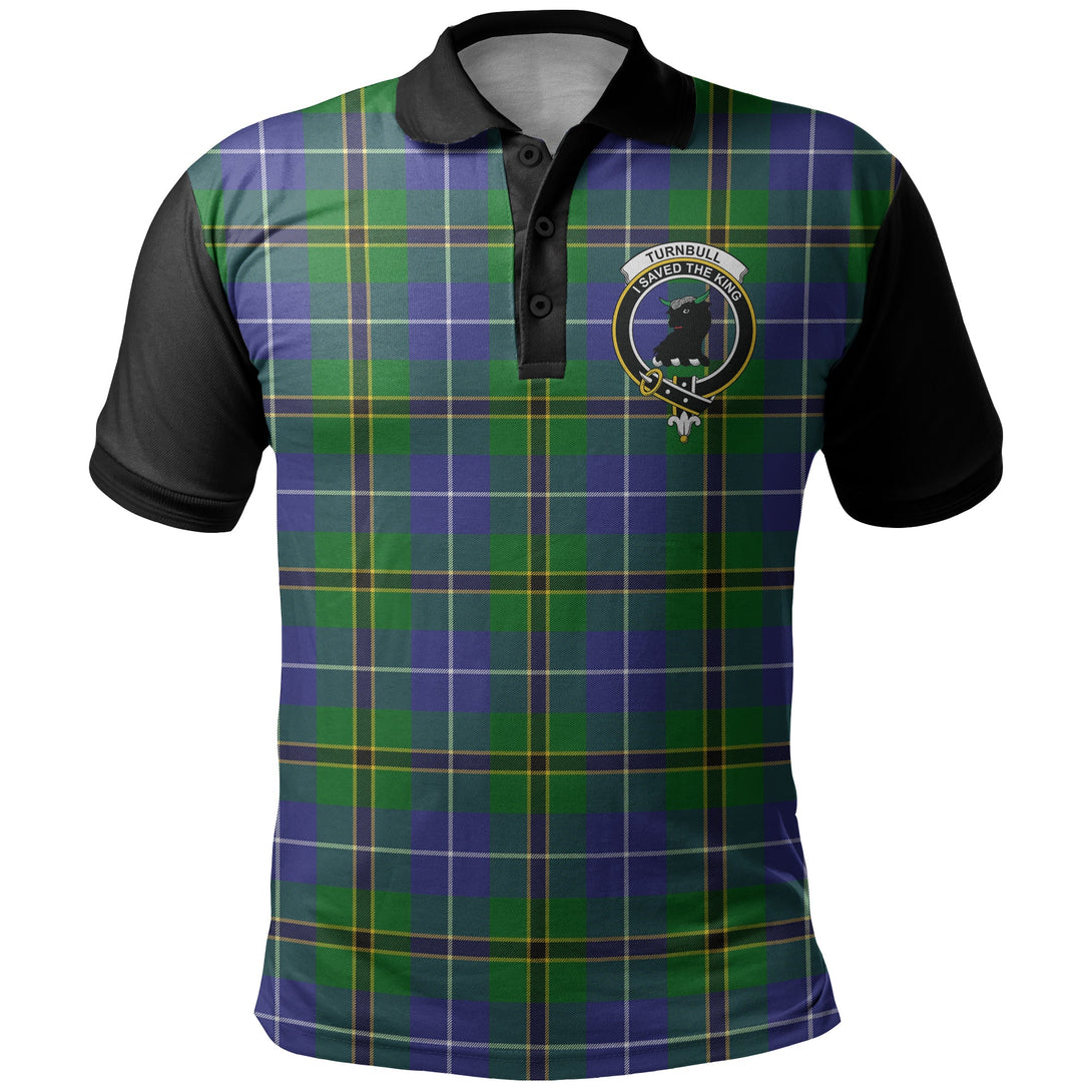 Turnbull Hunting Tartan Crest Polo Shirt Black Neck 1 Style ...