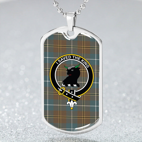 Turnbull Hunting Weathered Clan Badge Classic Tartan Dog Tag Necklace