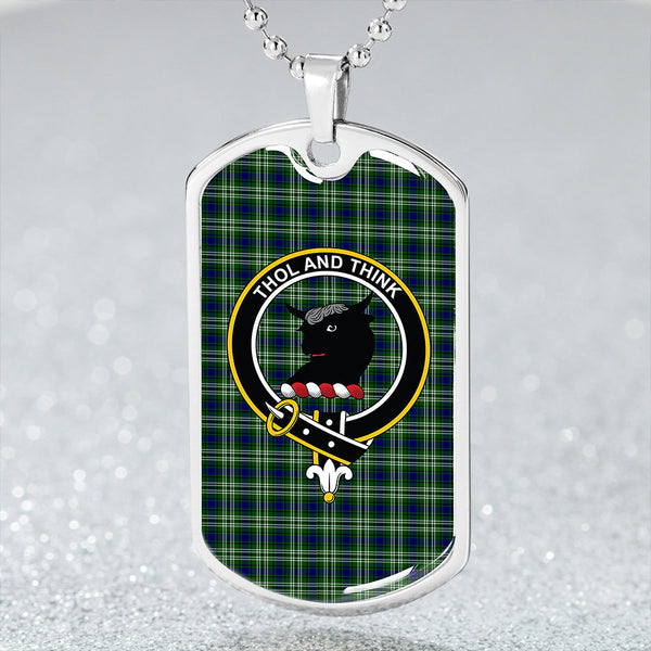 Tweedside District Clan Badge Classic Tartan Dog Tag Necklace