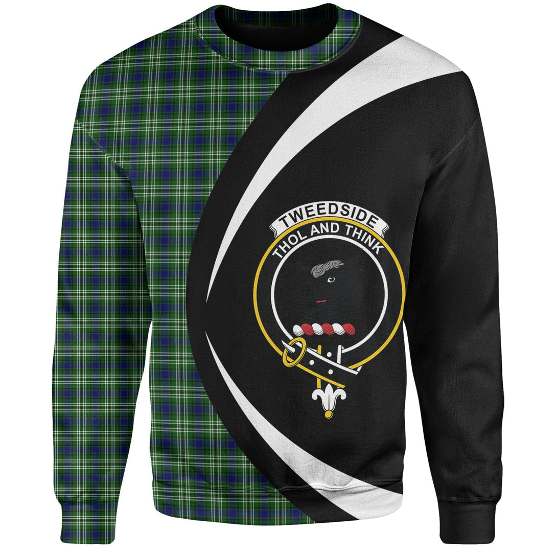 Tweedside District Clan Badge Tartan Sweatshirt Circle Style Personalized