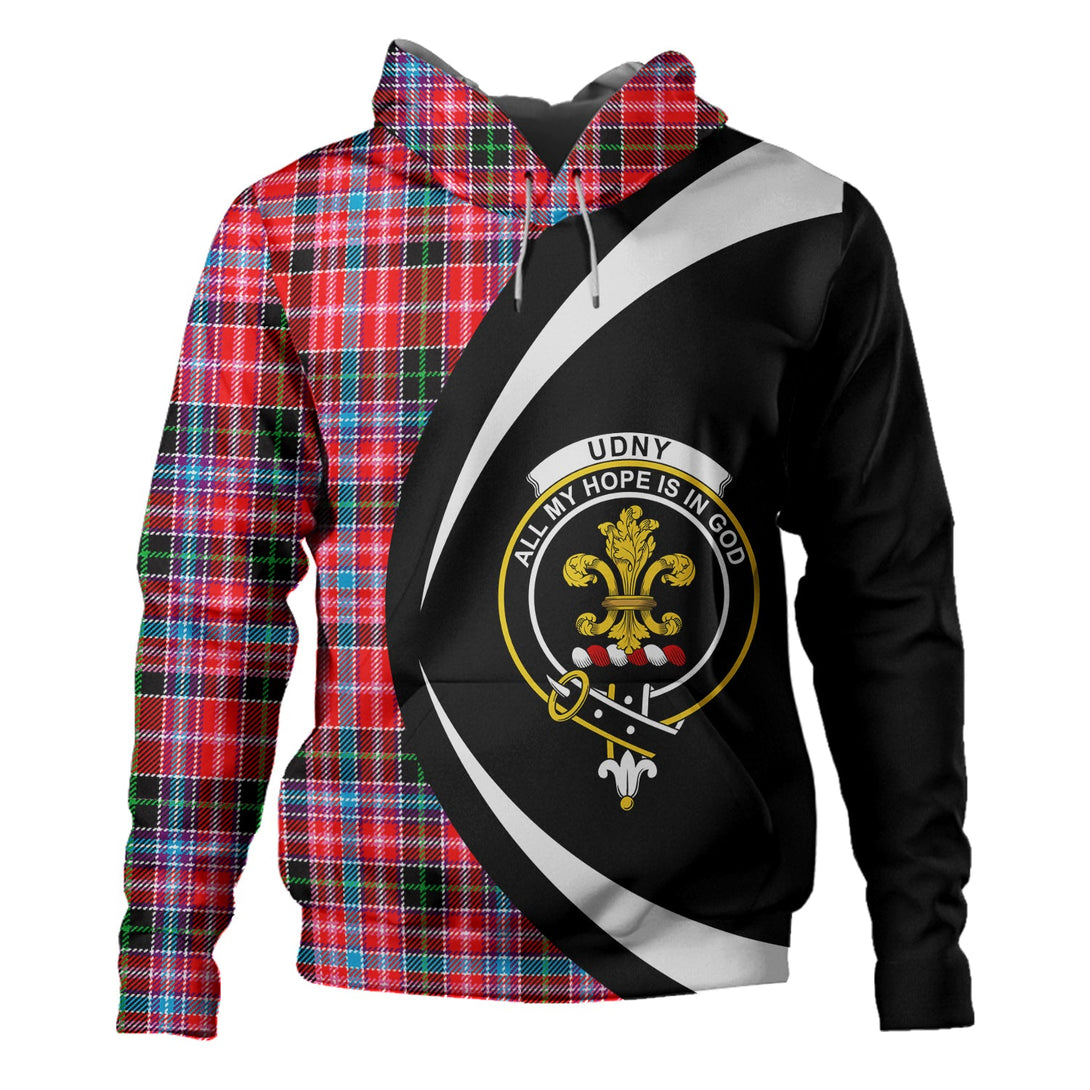 Udny Clan Badge Tartan Hoodie Circle Style