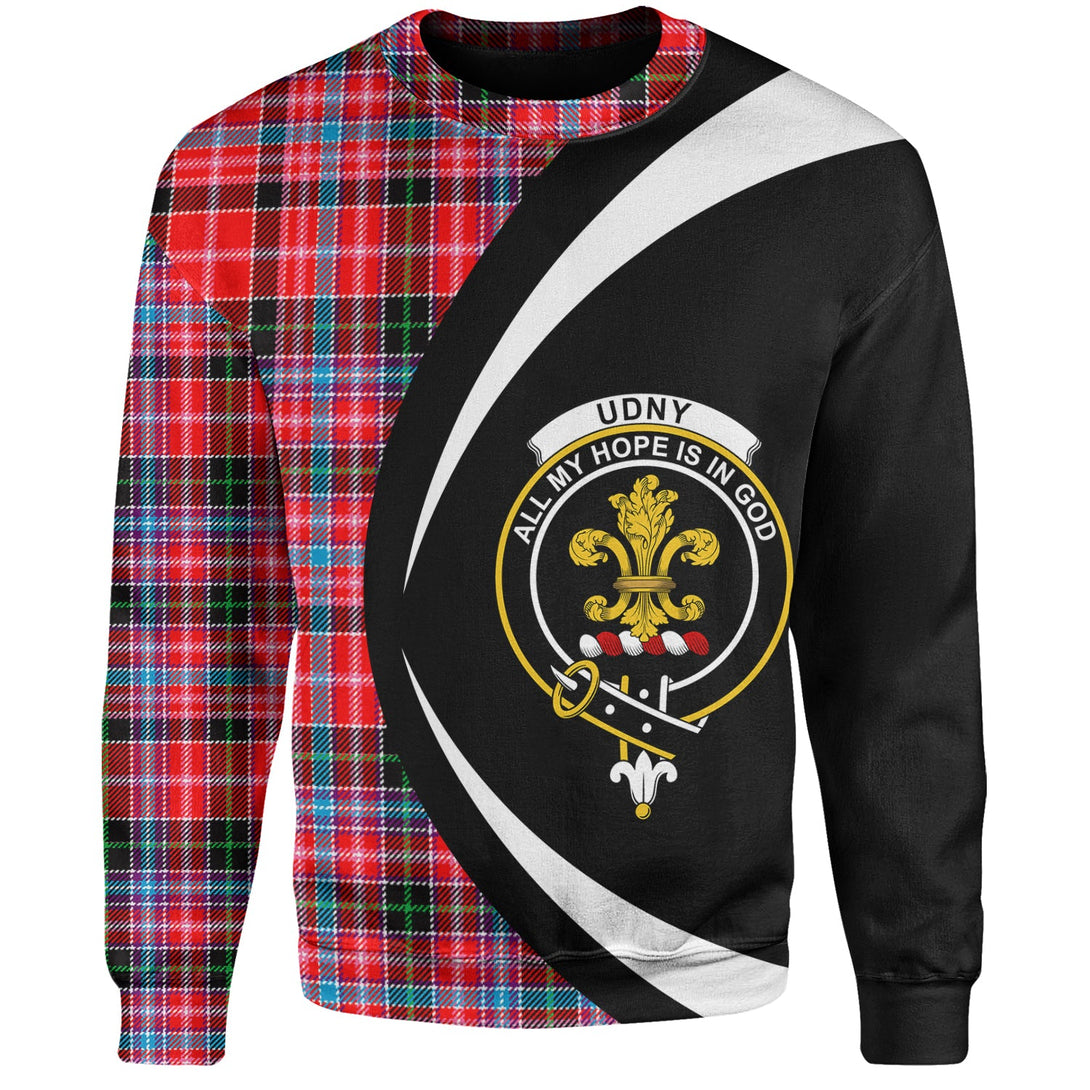 Udny Clan Badge Tartan Sweatshirt Circle Style Personalized